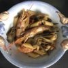 Mezze penne carciofi e gamberi