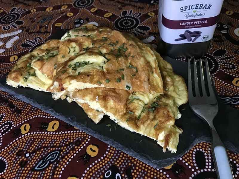 Frittata di formaggi cipolla egiziana ligure e pepe lungo Spicebar