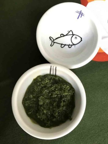 Salsa di rucola in boletti con pesci di Belin