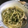 Spaghetti con lupini di mare e salsa di rucola