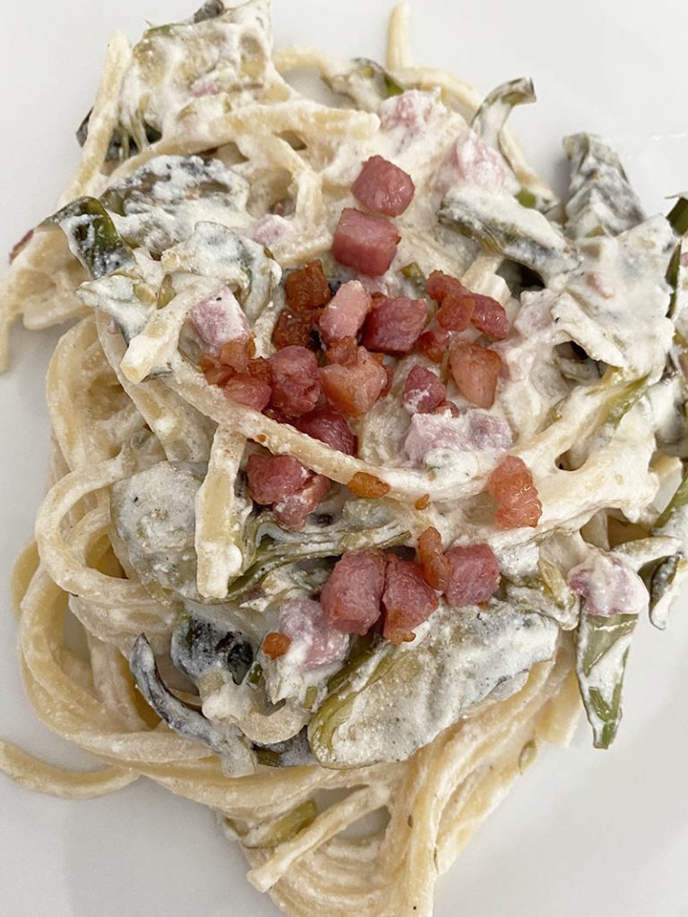 Trighetti carciofi pancetta e ricotta