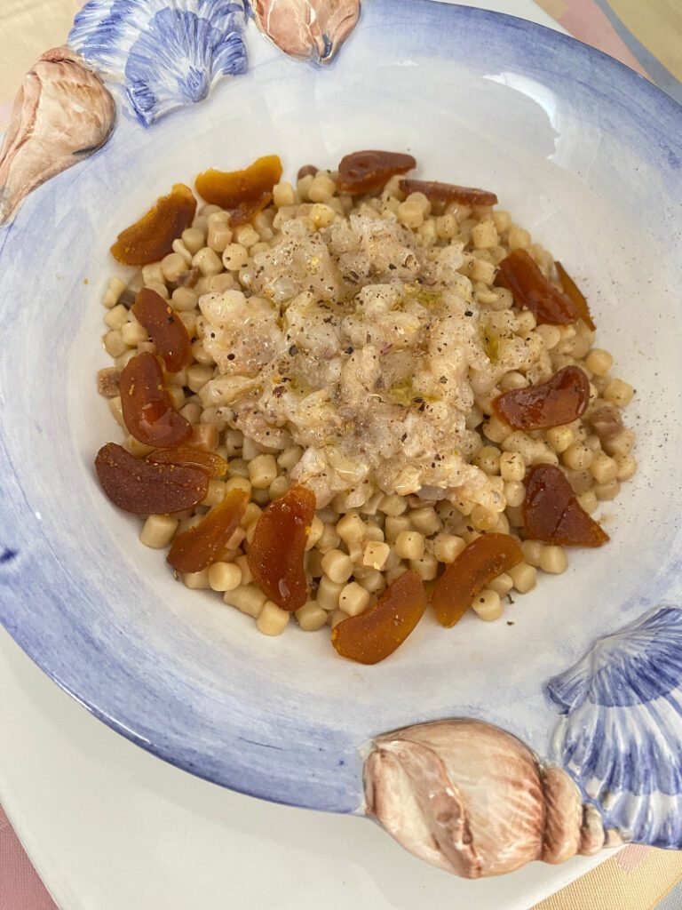 Fregola risottata con mazzancolle e bottarga